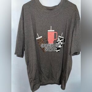 Women’s 5X Gray Temu Funny Cup Graphic Tee